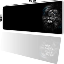 Sonictouch Ultragrand Mavi Gözlü Aslan Dikişsiz Xxl Gaming Oyuncu Masaüstü Siyah Beyaz Klavye Mouse Pad 40X90CM