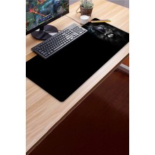 Sonictouch Ultragrand Mavi Gözlü Aslan Dikişsiz Xxl Gaming Oyuncu Masaüstü Siyah Beyaz Klavye Mouse Pad 40X90CM