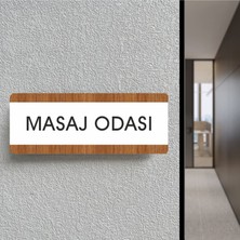 Zafrak Reklam Masaj Odası Ofis Departman Kapı İsimliği, Yönlendirme Levhası 26X10 cm Beyaz-Ceviz