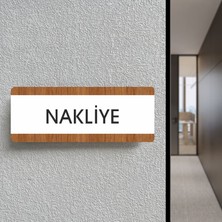 Zafrak Reklam Nakliye Ofis Departman Kapı İsimliği, Yönlendirme Levhası 26X10 cm Beyaz-Ceviz