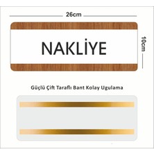 Zafrak Reklam Nakliye Ofis Departman Kapı İsimliği, Yönlendirme Levhası 26X10 cm Beyaz-Ceviz