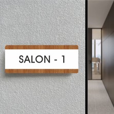 Zafrak Reklam Salon 1 Ofis Departman Kapı İsimliği, Yönlendirme Levhası 26X10 cm Beyaz-Ceviz