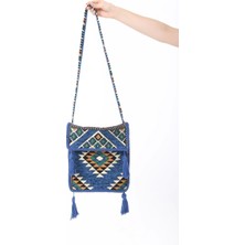 Shoecide Mavi Kilim Motifli Heybe Çanta