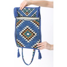 Shoecide Mavi Kilim Motifli Heybe Çanta