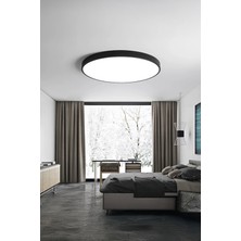 Voxify Siyah Kasa Yuvarlak Beyaz Işık Tavana Sıfır LED Armatür Aplik Avize Lambası Aydınlatma 25 cm  Çapında