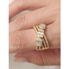 Zülisch Dorika  Baget Taşlı Yüzük Gold Çelik