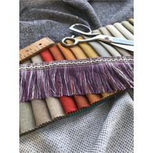 Mor-Krem Renk Perde Püskülü Samba Saçak