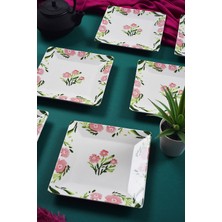 Piatti Naturali 6'lı Special Handmade Bahar Desen Tatlı Tabak Seti Sunum Servis Tabakları Pasta Set 15 cm