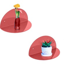 Trend Pleksi Oval 2'li Duvar Raf (Transparan Bordo)