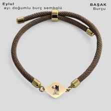 14 Ayar Altın Plakalı Özel Eşkenar Dörtgen Figürlü, Kahverengi Örgü Det Ayıyla Burç Sembollü Bileklik, Gençlere ve Ergenlere Burç Tutkunları İçin Şık Bir Hediye!