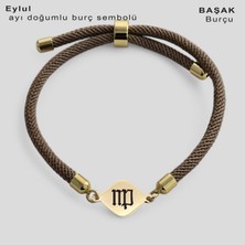 Altın Plakalı 14 Ayar Özel Eşkenar Dörtgen Figürlü, Kahverengi Örgü Det Ayıyla Astroloji Burçlar Bilekliği, Gençlere ve Ergenlere Astroloji Sevenler İçin Anlamlı Bir Hediye!