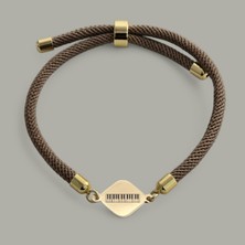 14 Ayar Plakalı Altın Özel Eşkenar Dörtgen Figürlü, Kahverengi Örgü Det Ayıyla Piyano Bilekliği, Gençlere ve Ergenlere Sanatsal ve Estetik Bir Hediye!