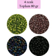 Dökme Cam Kum Boncuk (8/0) 3 mm - 4 Renk - Toplam 80 Gram - BNC422
