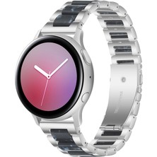 SZYKD Samsung Için 22MM Üç Boncuklu Ste + Reçine Kayış Gümüş Mavi (Yurt Dışından)