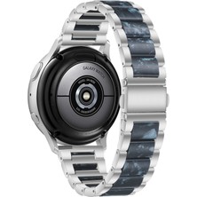 SZYKD Samsung Için 22MM Üç Boncuklu Ste + Reçine Kayış Gümüş Mavi (Yurt Dışından)