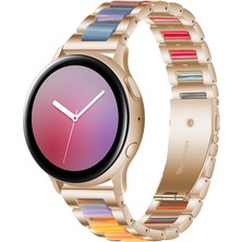 SZYKD Samsung Için 22MM Üç Boncuklu Ste + Reçine Kayış Gül Altın Gökkuşağı (Yurt Dışından)
