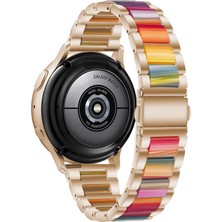 SZYKD Samsung Için 22MM Üç Boncuklu Ste + Reçine Kayış Gül Altın Gökkuşağı (Yurt Dışından)