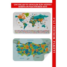 Harita Sepeti Eğitici - Öğretici Dünya ve Türkiye Haritası Çocuk Odası Duvar STICKER-60X105-3887