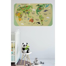 Eğitici Dünya Haritası Dünya Atlası Çocuk ve Bebek Odası Duvar STICKER-60X105-3773