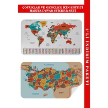 Eğitici - Öğretici Dünya ve Türkiye Haritası Çocuk Odası Duvar STICKER-60X105-3886