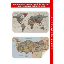 Eğitici ve Öğretici Dünya ve Türkiye Haritası Çocuk Odası Duvar STICKER-60X105-3883