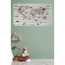 Eğitici Dünya Haritası Dünya Atlası Çocuk ve Bebek Odası Duvar STICKER -60X105-3803