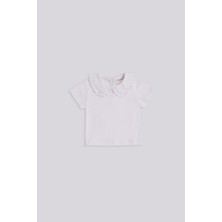 GB Baby Basic Kız Bebek Beyaz Tshirt Kısa Kol Pamuk Bebe Yaka Normal Kesim