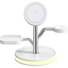 Earldom WC51 4in1 Kablosuz Masaüstü Şarj Standı - Beyaz