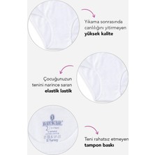 Kız Çocuk Organik Pamuklu Bikini Kesim Düz Basic Ribana Külot 6'lı Paket 5201 Beyaz