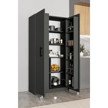 Aeka AE-3035 Vezir Antrasit Kiler, Erzak Dolabı, Çok Amaçlı Mutfak Dolabı, Banyo,2 Kapaklı, Raflı, Tekerli