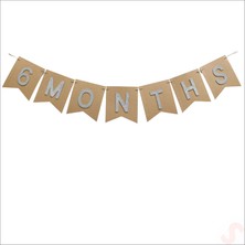 Süsle Bebek ve Parti 6 Months Simli Evalı Kraft Banner, 110 cm  x 17 cm  - Gümüş