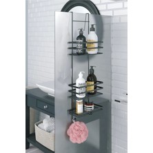 Belirtilmemiş Banyo Duşa Kabin Rafı Paslanmaz Metal Siyah 3 Katlı