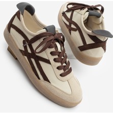 Marjin Kadın Sneaker Bağcıklı Spor Ayakkabı Alvena Kahve