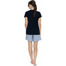 U.S. Polo Assn. Penye T-Shirt ve Viskon Şort Takım, Çizgili ve Cep Detaylı