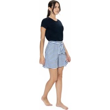 U.S. Polo Assn. Penye T-Shirt ve Viskon Şort Takım, Çizgili ve Cep Detaylı
