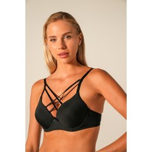 Doğan Kadın Siyah Desteksiz Çapraz Ipli Sütyen