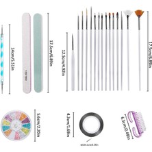 Aksesuarcı Süper Set 6in1 Çantalı Paslanmaz Çelik Profesyonel Manikür Pedikür Seti ve 37 Parça Nail Art Tırnak Süsleme Sanatı Tasarım Seti