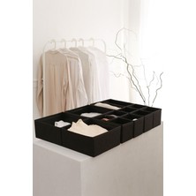 Rek Home 12'li Siyah Çocuk Odası Dolap Çamaşır Çekmece Içi Düzenleyici Saklama Kutusu Organizer