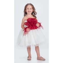 Mnk Baby & Kids Karolin Robası Çiçekli Bilekli Aksesuarlı Kız Çocuk Abiye Elbise M00724