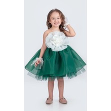 Mnk Baby & Kids Karolin Robası Çiçekli Bilekli Aksesuarlı Kız Çocuk Abiye Elbise M00724