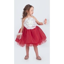 Mnk Baby & Kids Karolin Robası Çiçekli Bilekli Aksesuarlı Kız Çocuk Abiye Elbise M00724
