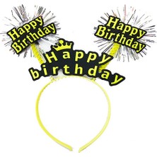 Angel Of Life Happy Birthday Püsküllü Neon Sarı Renk Doğum Günü Tacı 22X19 cm