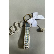 Gümüş Baget Logosuz Anahtarlık & Gümüş Minik Top & Gümüş Harf & Beyaz Kurdela