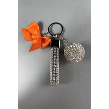 Gümüş Bagetli Anahtarlık & Gümüş Disko Top & Turuncu Kurdela