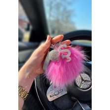 Şeker Pembe Ponpon & Yaldız Logosuz Anahtarlık & Yaldız Disko Top & Yaldız Harf