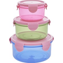 Plastik 3'lü Saklama Seti - Renkli