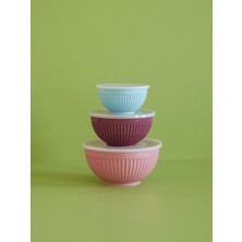Rice Seramik Saklama Kabı Seti - Pembe