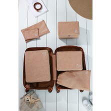 Rek Home 6'lı Bej Valiz Düzenleyici Bavul İçi Organizer Set Seyehat Hurcu