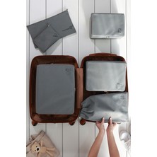 Rek Home 6'lı Gri Valiz Düzenleyici Bavul İçi Organizer Set Seyehat Hurcu