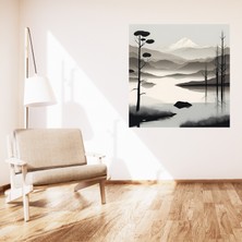 Minimalist Doğa ve Manzara Karlı Dağ Çerçevesiz Pvc Tablo